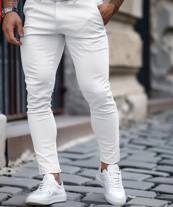Caviero | Slim Fit Denim Broek in Fris Witte Tint 3
