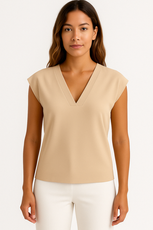 IVANNA | Minimalistische Mouwloze Top met V-Hals