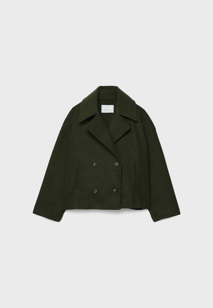 Chique korte damesjas met dubbele knopen | Cropped double-breasted mantel