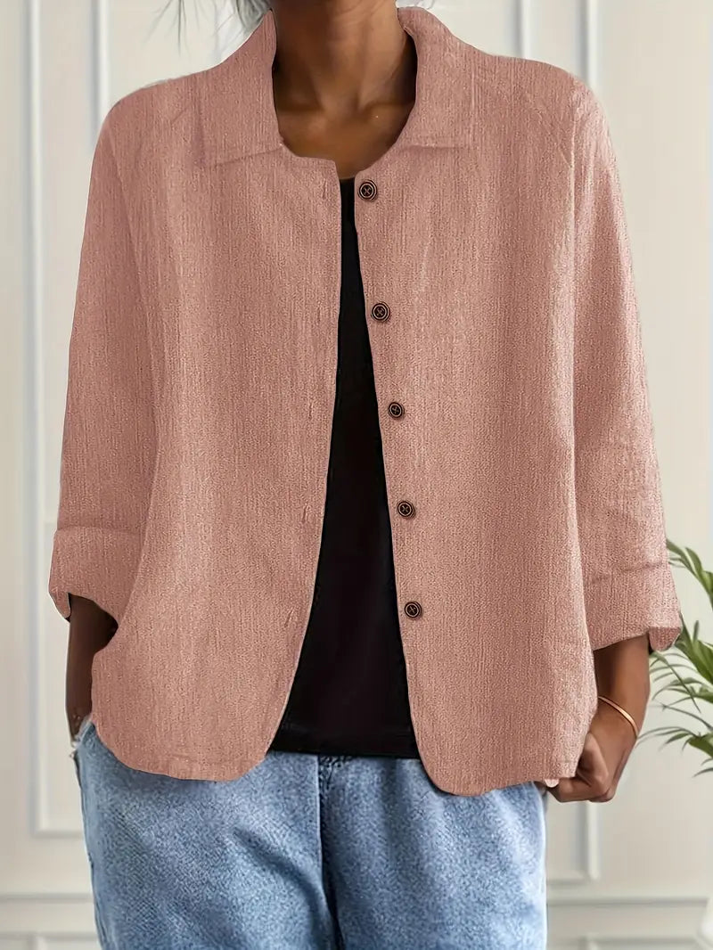 Cleo Dames Jas | Lichtgewicht, Casual Knoop Voorkant 1