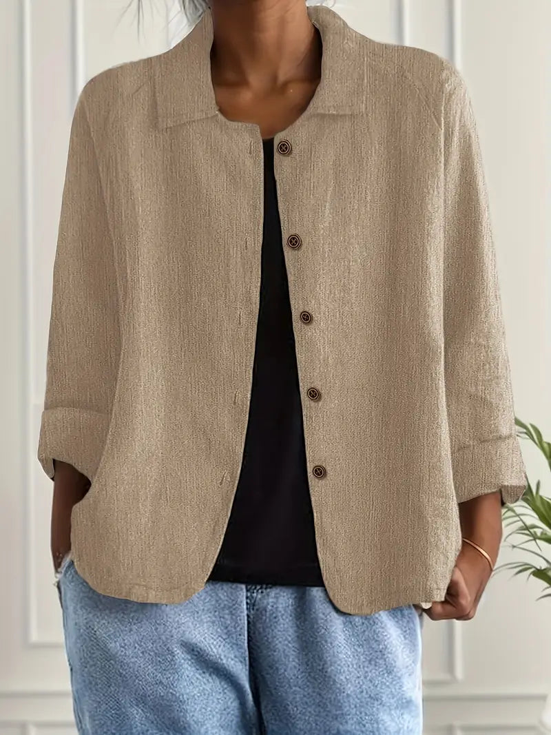 Cleo Dames Jas | Lichtgewicht, Casual Knoop Voorkant 2
