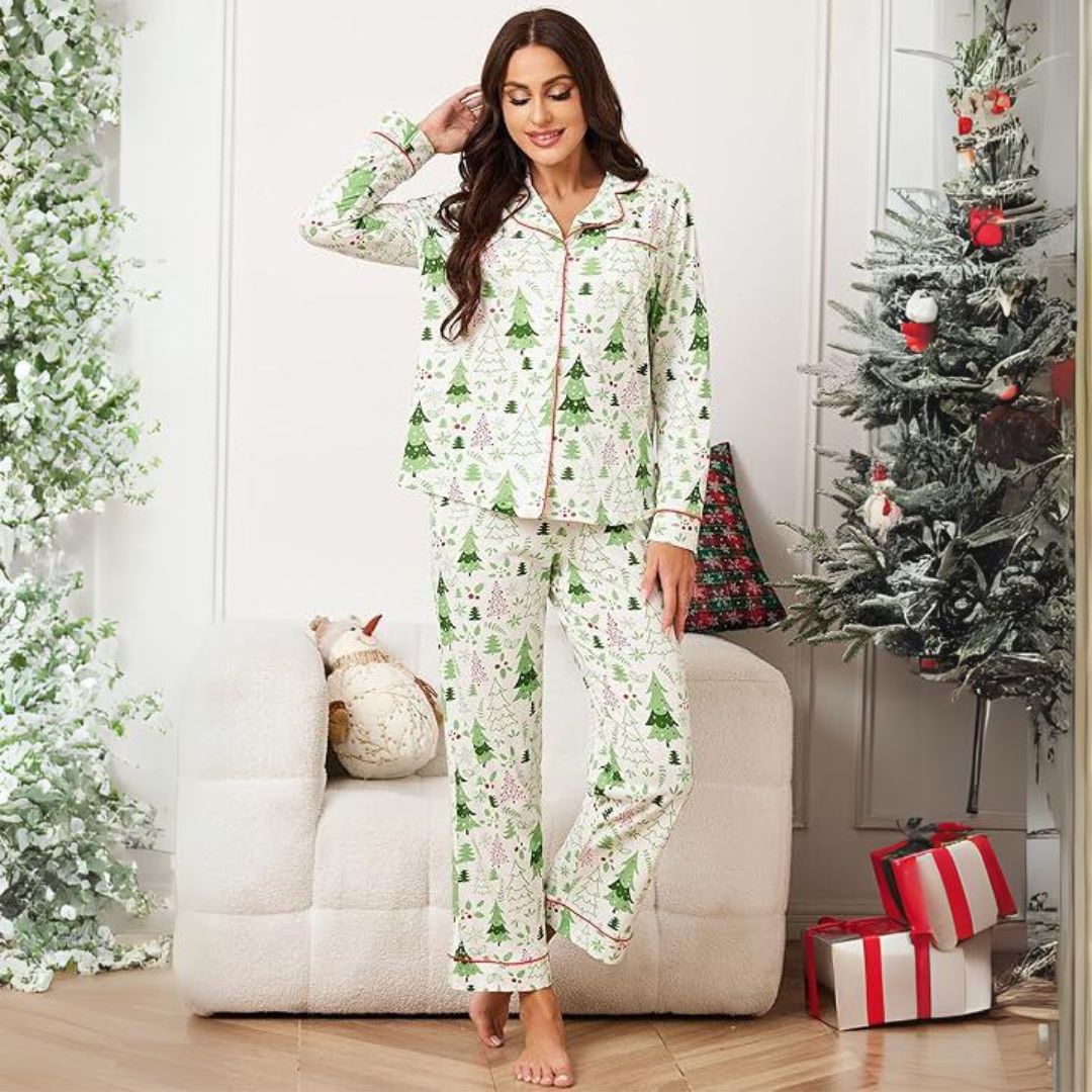 Cora Dames Pyjama | Zachte Stof, Feestelijk Ontwerp 6