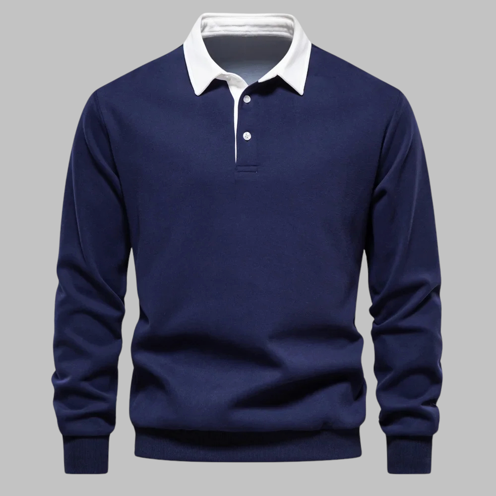 Cori Heren Sweater Zwart | Zachte Ademend Stof, Elegante Polokraag 0