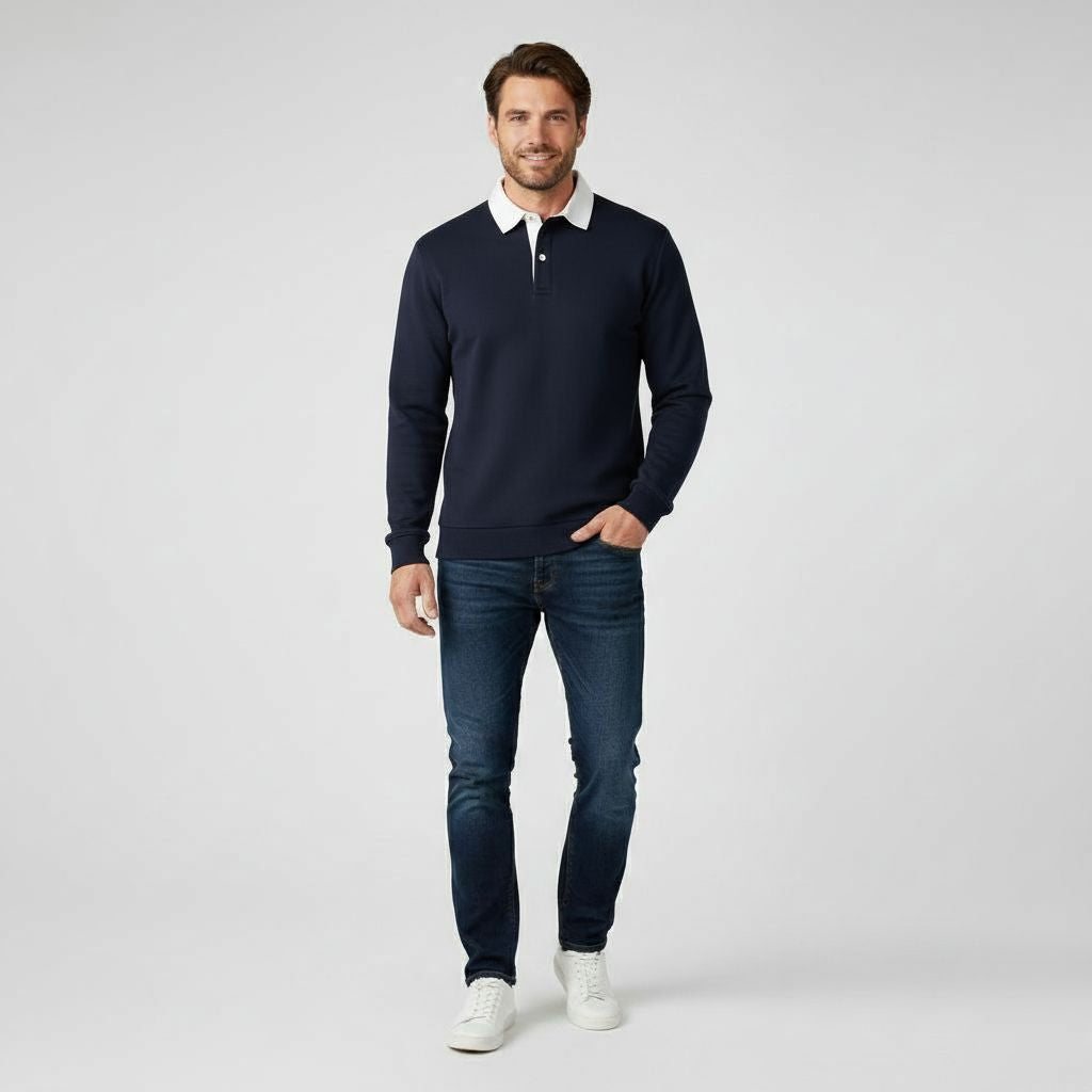 Cori Heren Sweater Zwart | Zachte Ademend Stof, Elegante Polokraag 1