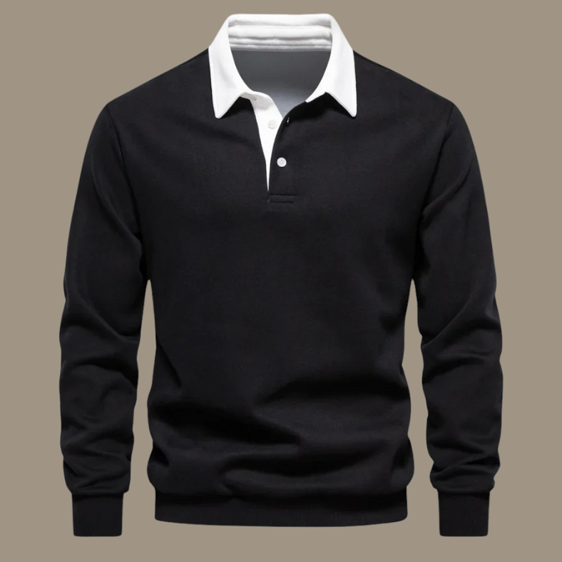 Cori Heren Sweater Zwart | Zachte Ademend Stof, Elegante Polokraag 3