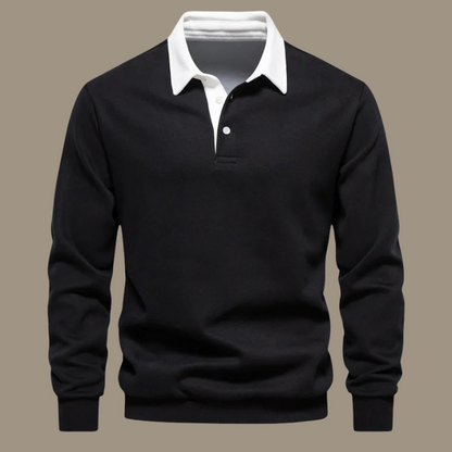 Cori Heren Sweater Zwart | Zachte Ademend Stof, Elegante Polokraag 3