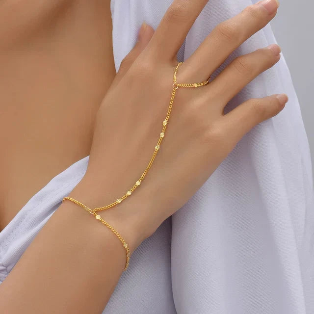 Ayanna | Goudkleurige Sieradenset met Handharnasdetail