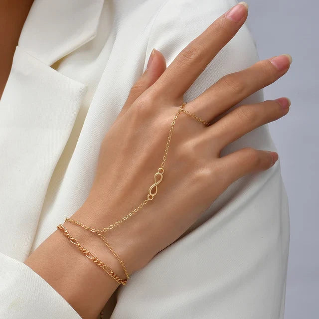 Ayanna | Goudkleurige Sieradenset met Handharnasdetail