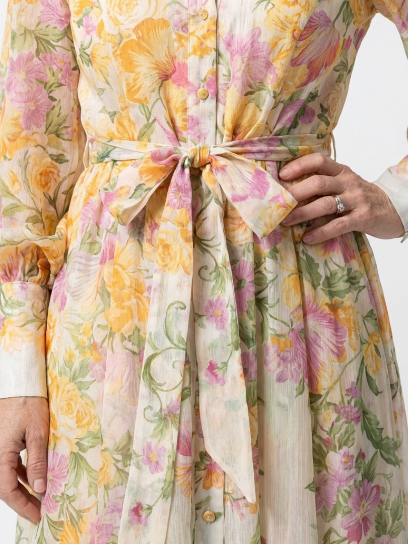 Cressida Dames Maxi Jurk | Zachte Bloemenprint, Lange Mouwen 2