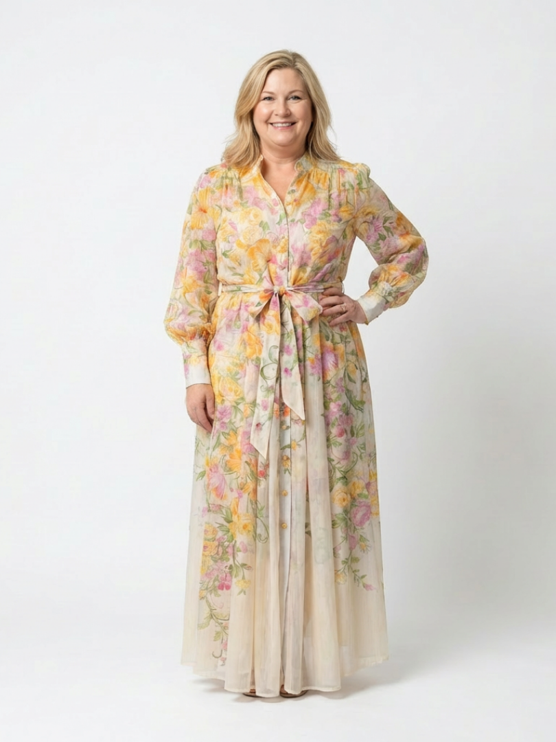 Cressida Dames Maxi Jurk | Zachte Bloemenprint, Lange Mouwen 3