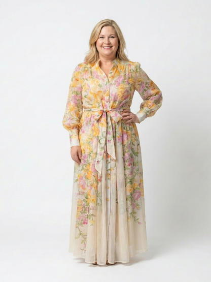 Cressida Dames Maxi Jurk | Zachte Bloemenprint, Lange Mouwen 3