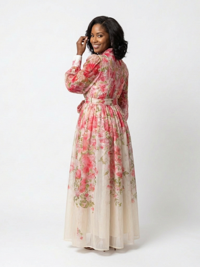 Cressida Dames Maxi Jurk | Zachte Bloemenprint, Lange Mouwen 5