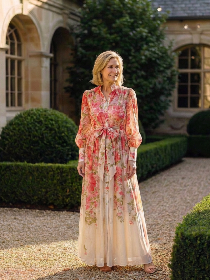 Cressida Dames Maxi Jurk | Zachte Bloemenprint, Lange Mouwen 6