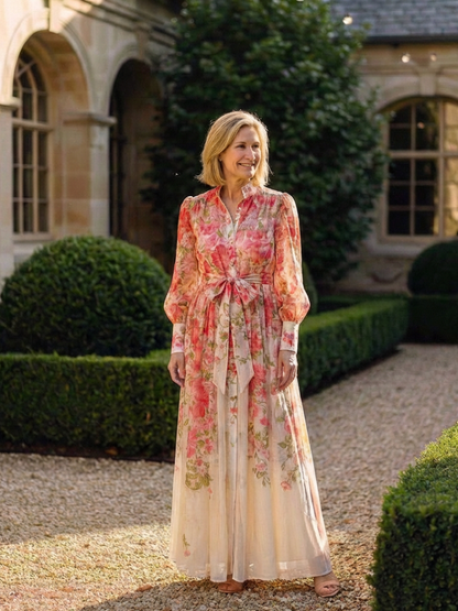 Cressida Dames Maxi Jurk | Zachte Bloemenprint, Lange Mouwen 6