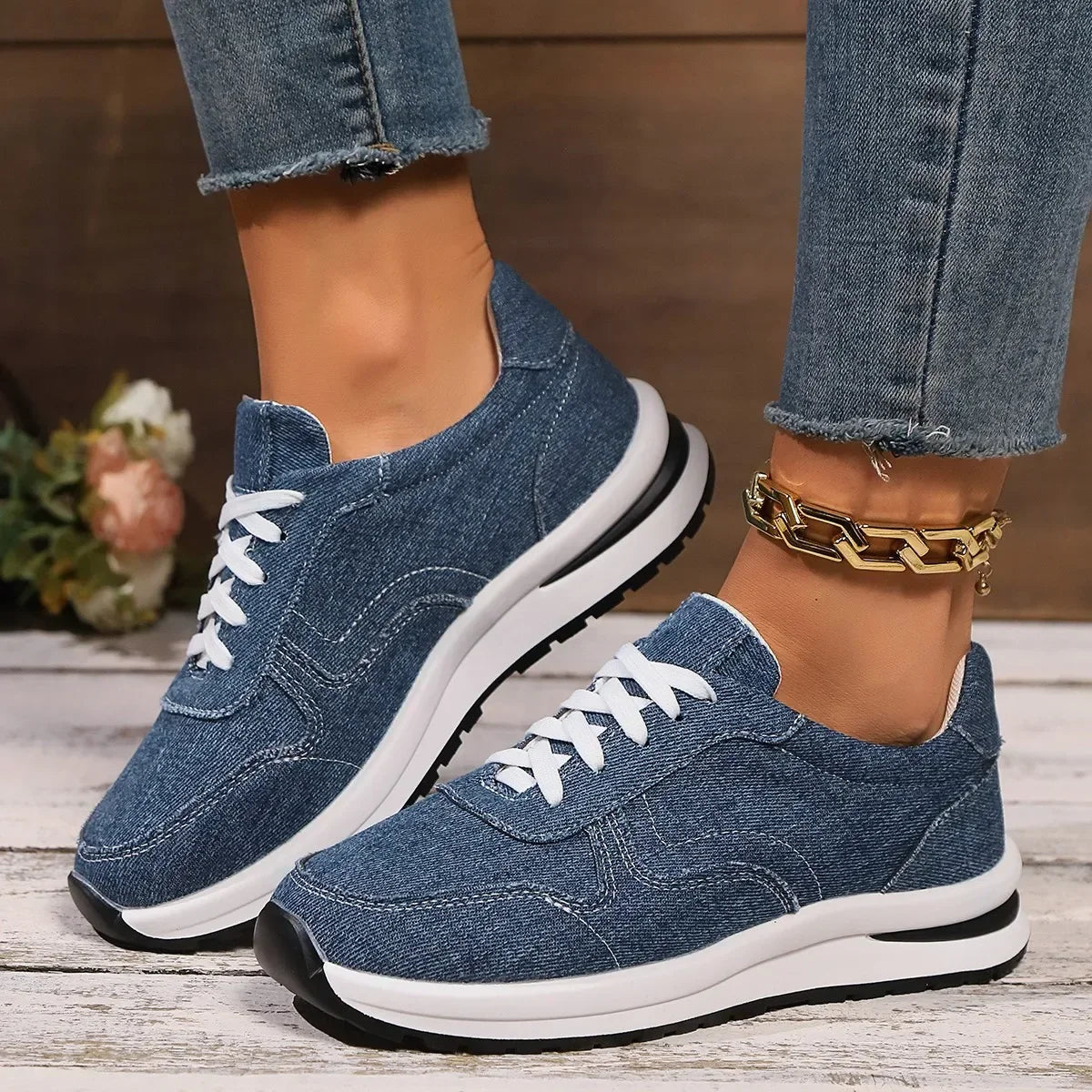 DAELYN | Orthopedische denim sneakers met platformzool 1