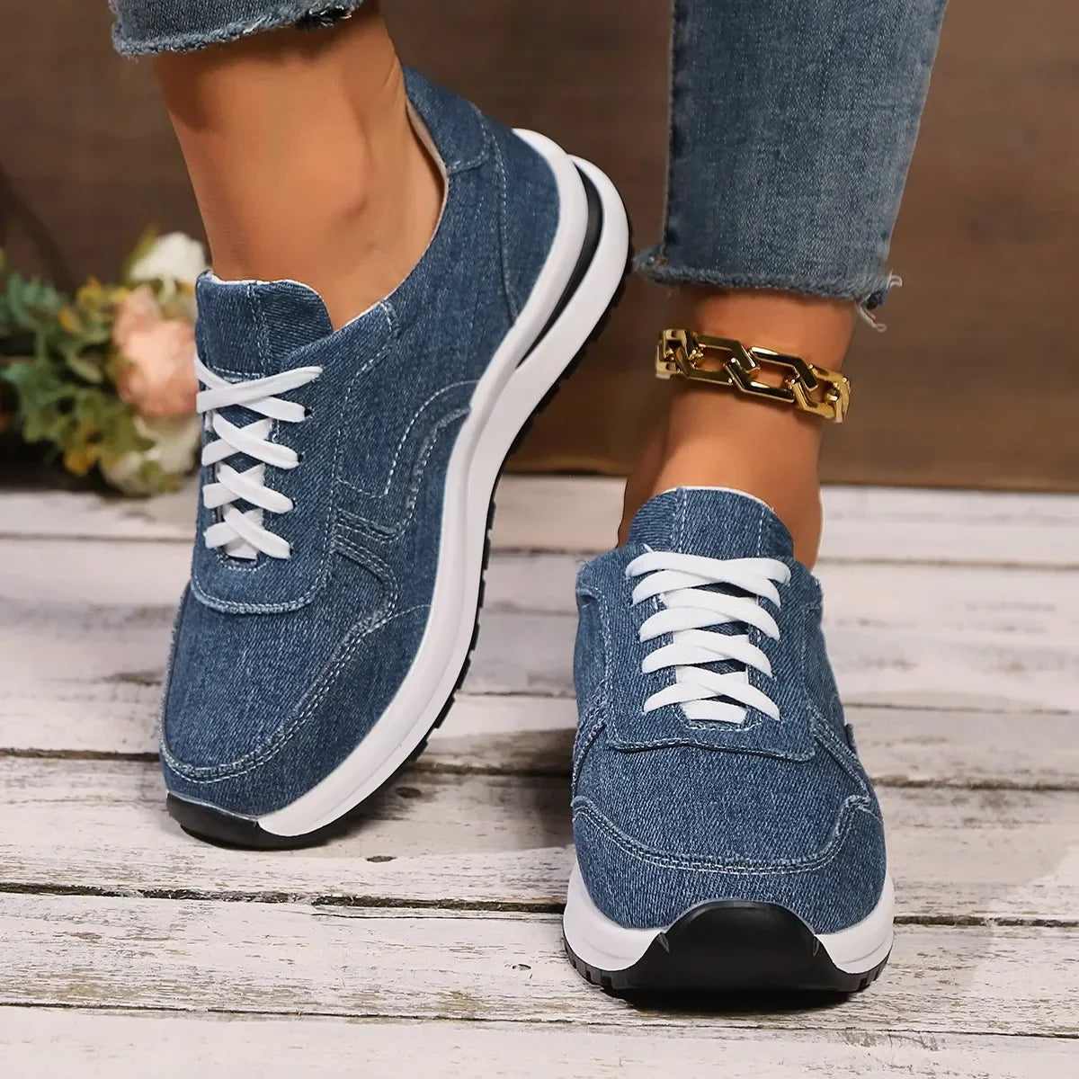 DAELYN | Orthopedische denim sneakers met platformzool 3