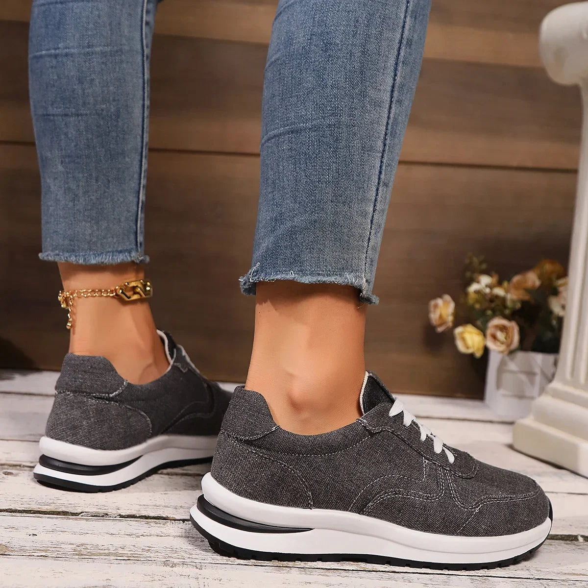 DAELYN | Orthopedische denim sneakers met platformzool 6