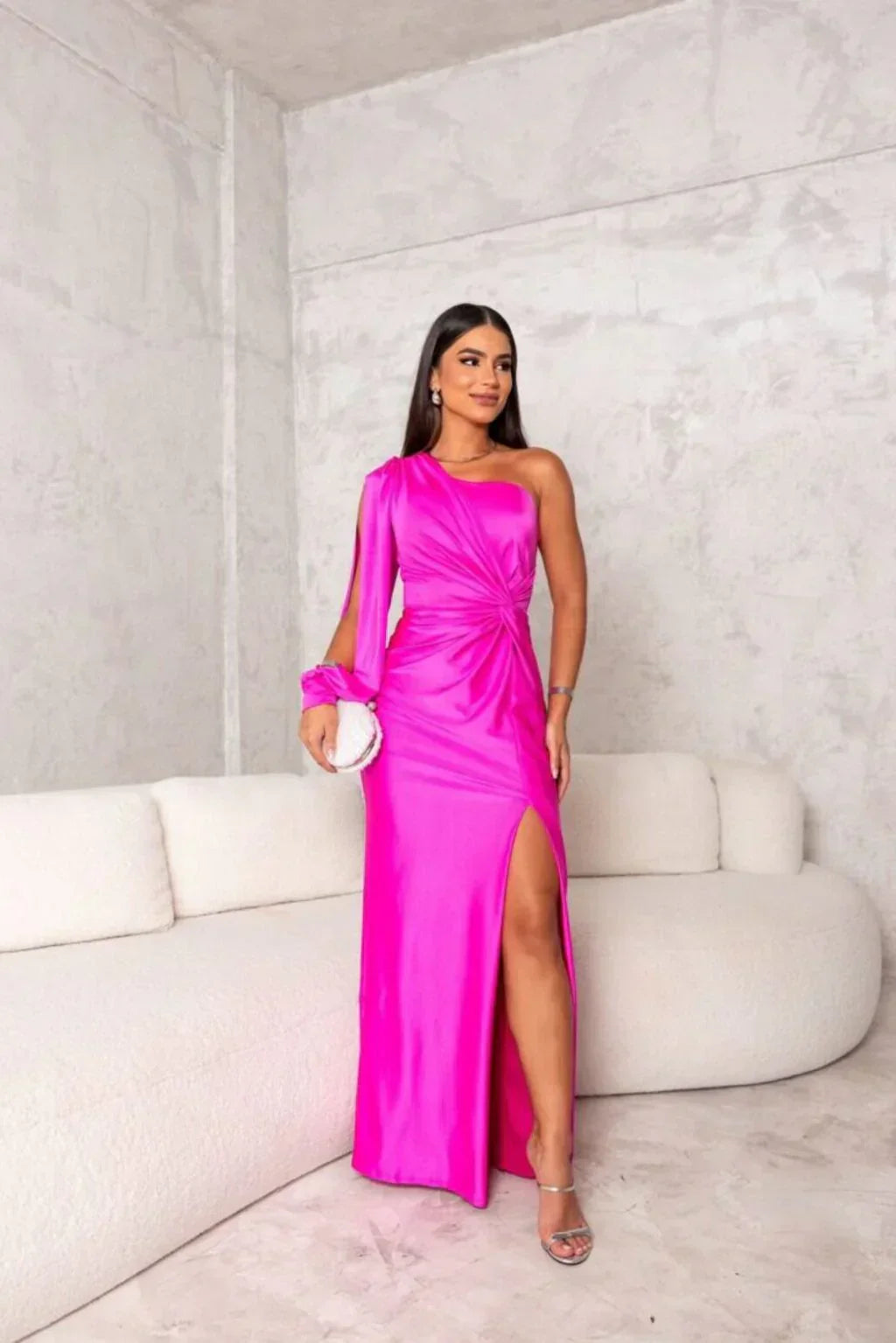 DALINA | One-Shoulder Bruiloftsgast Maxi Jurk met Split 10