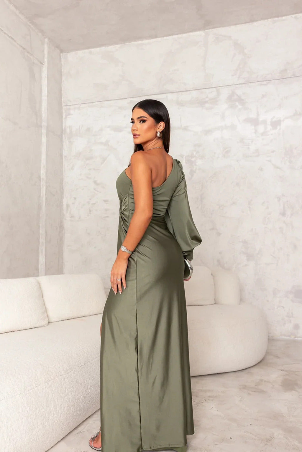 DALINA | One-Shoulder Bruiloftsgast Maxi Jurk met Split 4