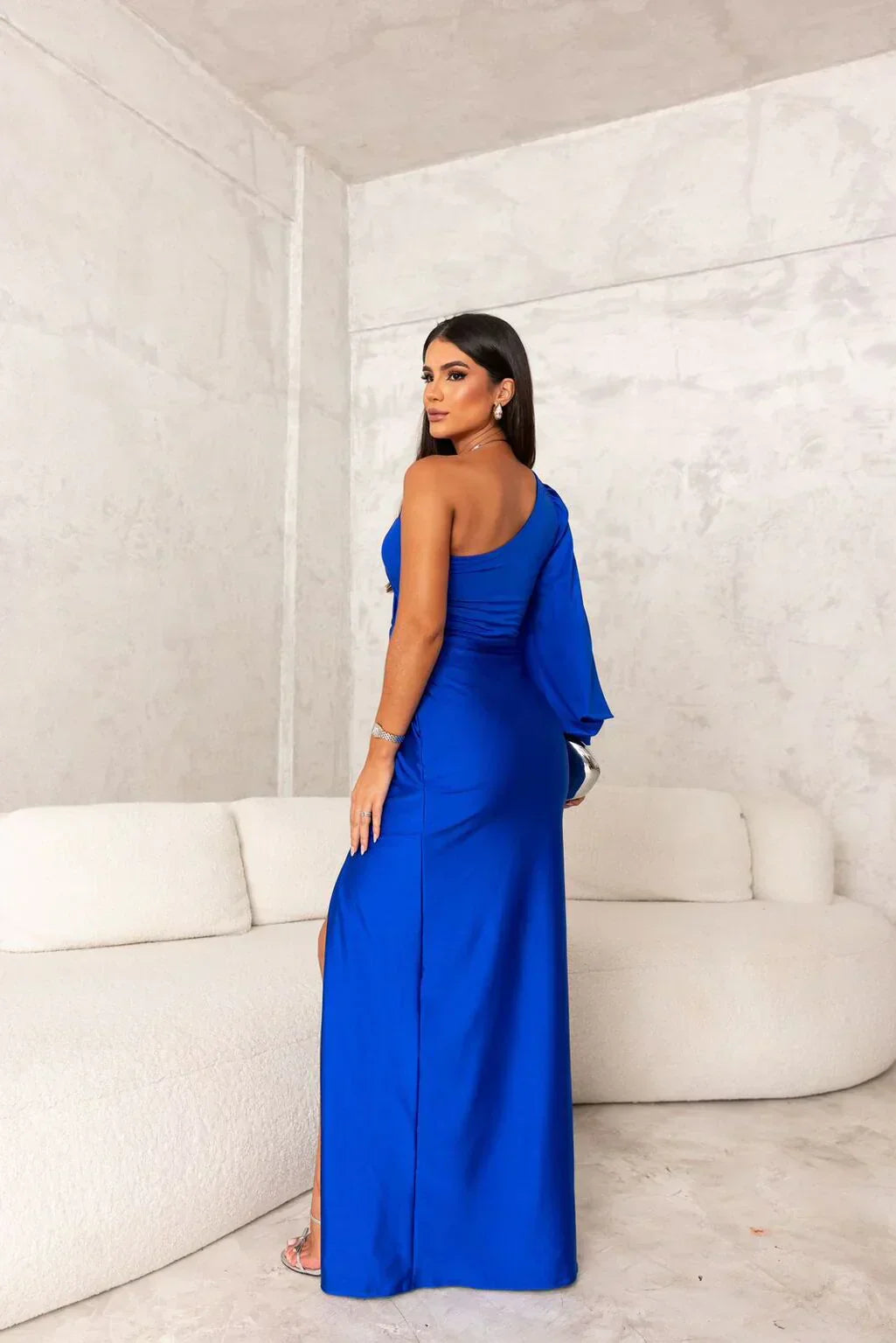 DALINA | One-Shoulder Bruiloftsgast Maxi Jurk met Split 8
