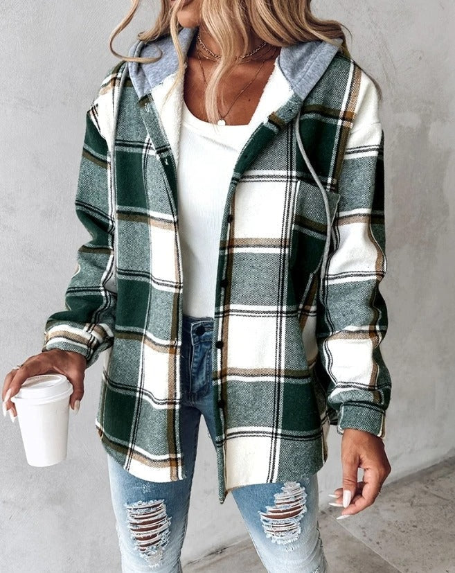 Dames-hoodie in ruitdesign – Warm & Casual 0