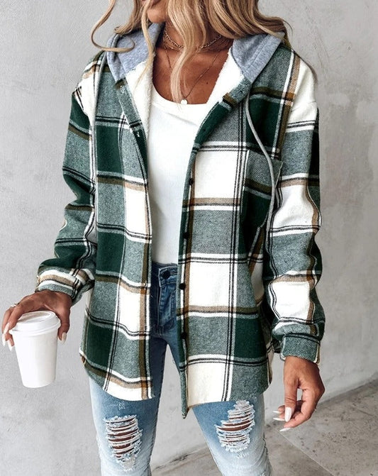 Dames-hoodie in ruitdesign – Warm & Casual 0