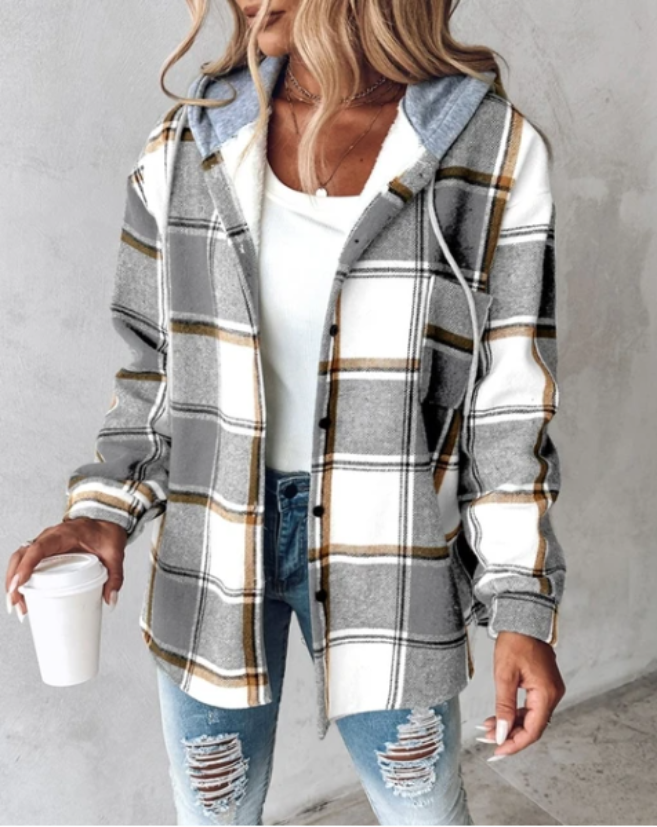 Dames-hoodie in ruitdesign – Warm & Casual 2