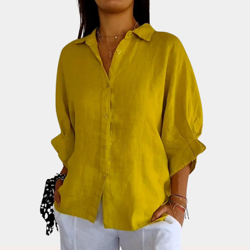Daria Dames Blouse | Luchtig Linnen, Casual Witte Blouse 0