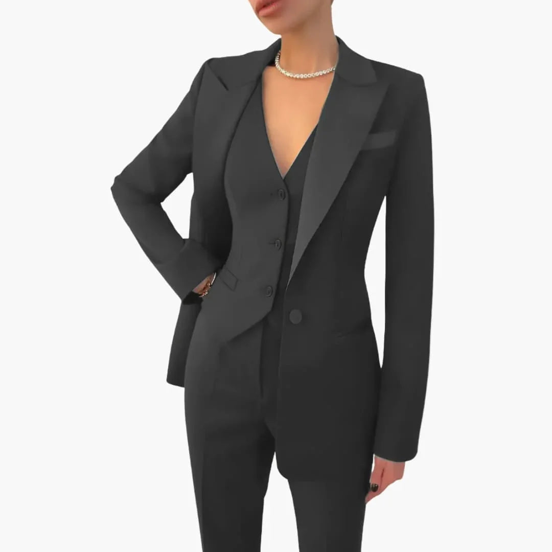Diana Dames Pak | Driedelig Blazer, Vest en Rechte Broek van Hoogwaardige Stof 0