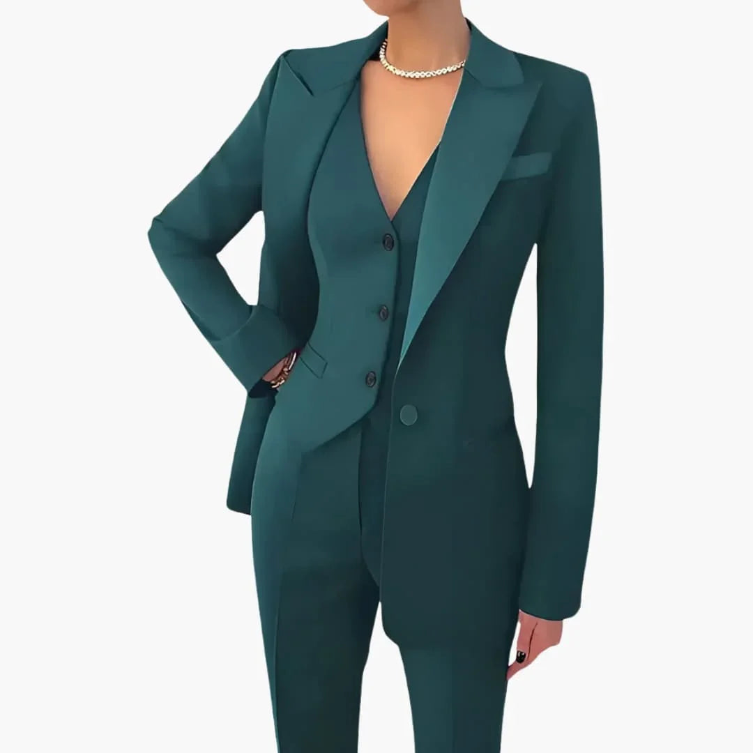Diana Dames Pak | Driedelig Blazer, Vest en Rechte Broek van Hoogwaardige Stof 2
