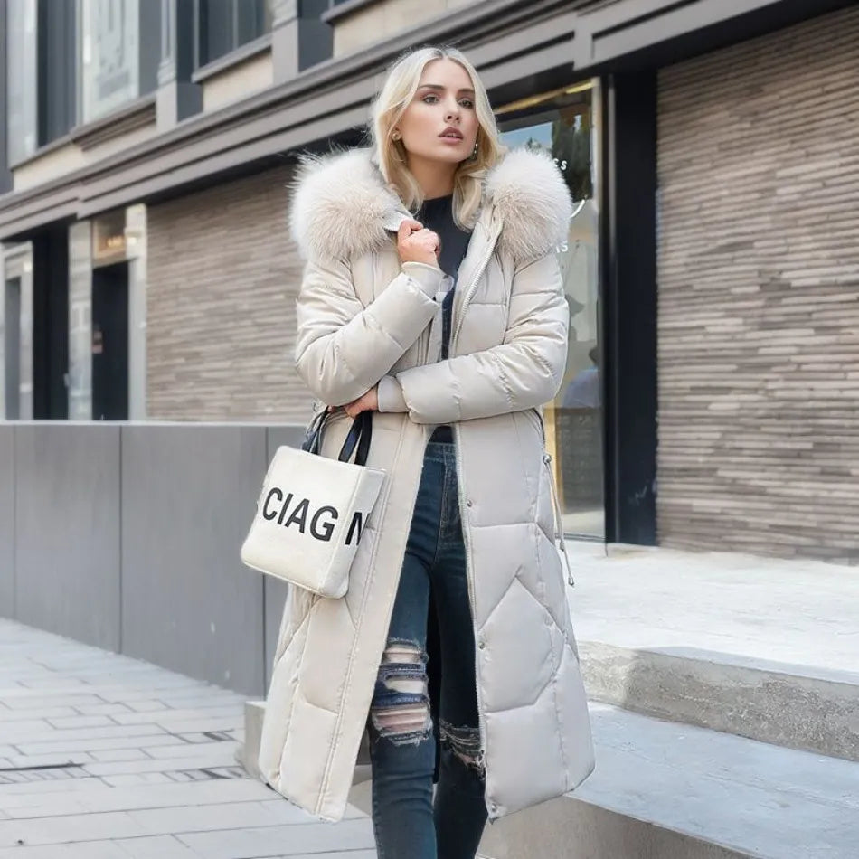 Diva Dames Jas Winter | Lange Pufferjas met Capuchon, Warm en Stijlvol 0