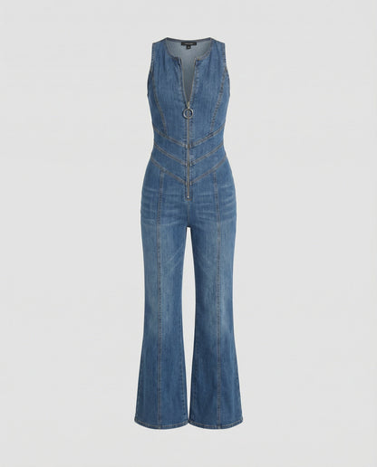 Diva Dames Jumpsuit | Vintage Denim, Mouwloos Feestelijk Design 1