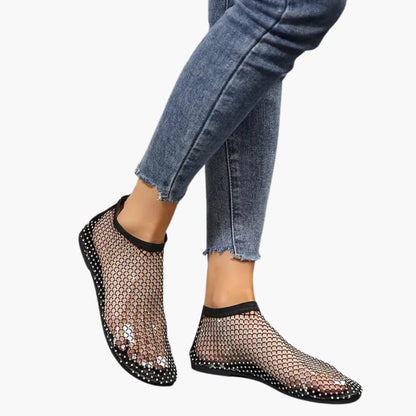 Diva Dames Sneakers | Ademend Mesh met Strasssteentjes 0