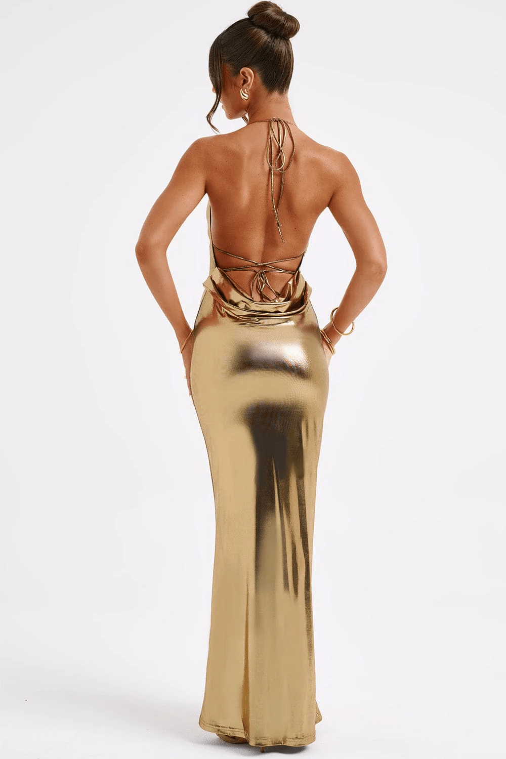 ELENORA | Metallic maxi-jurk met lage rug 2