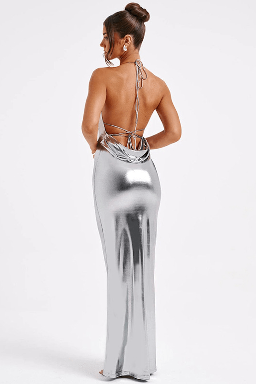 ELENORA | Metallic maxi-jurk met lage rug 5