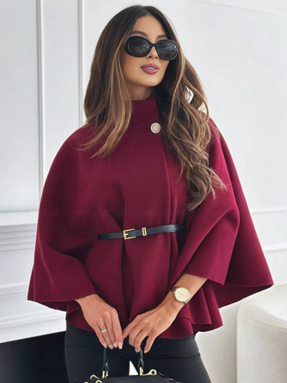 ÉLINOR | Korte ponchojas met ceintuur en vleermuismouwen 1