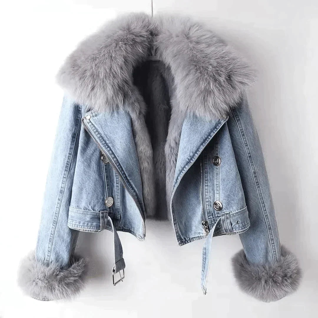 Eden Dames Jas Winter | Denim Met Bontaccenten, Luxe Comfort 0