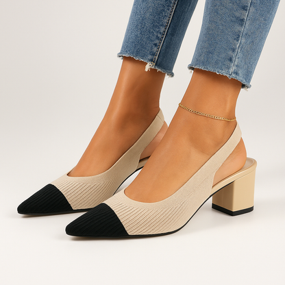 Elaria | Slingback Hakken met Puntige Neus en Blokhak 1