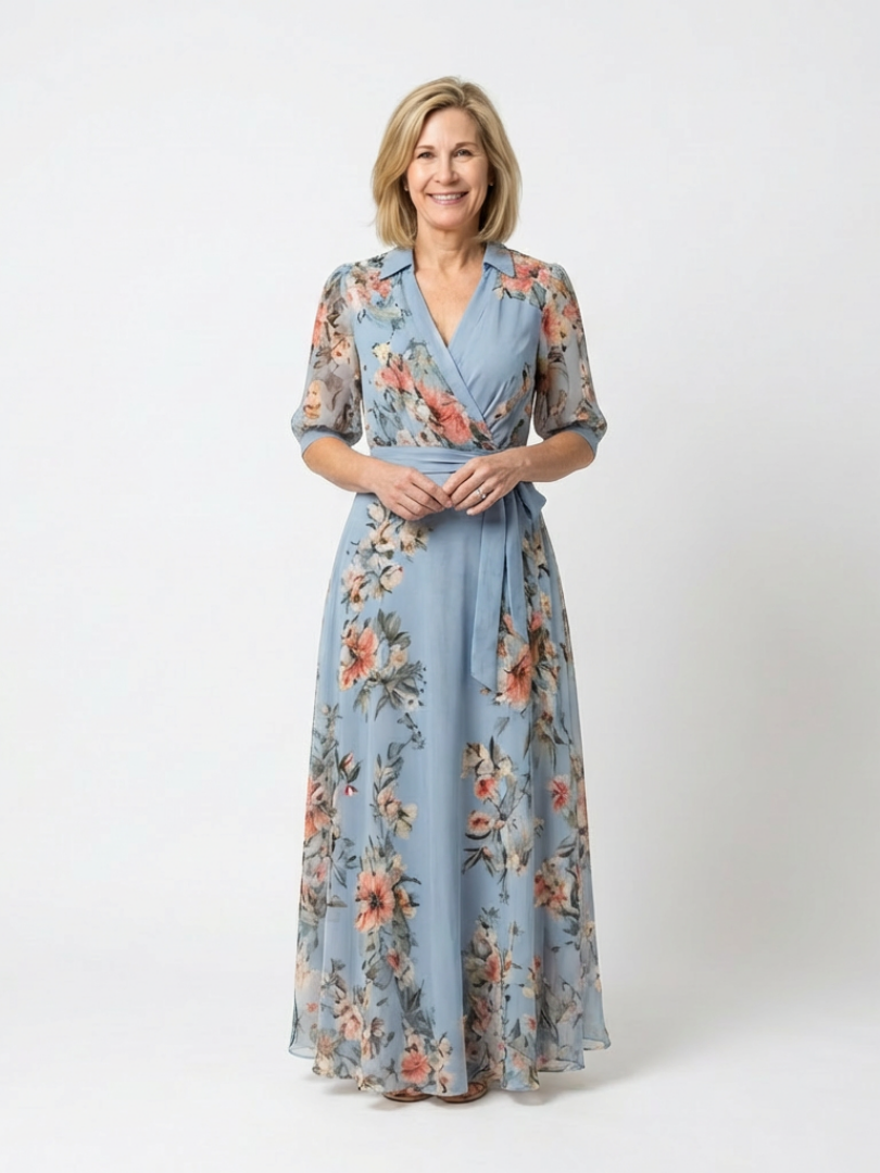 Eline Dames Maxi Jurk | Bloemenprint, V-hals, Lichtgewicht 0