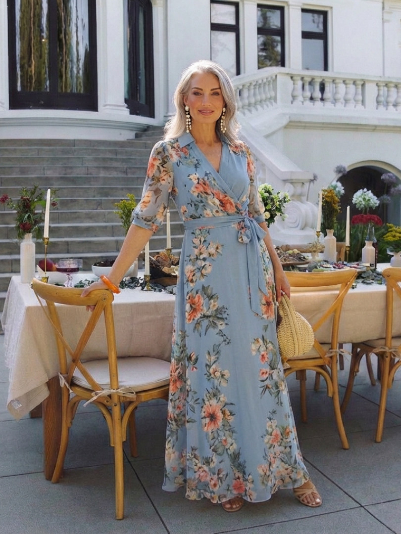Eline Dames Maxi Jurk | Bloemenprint, V-hals, Lichtgewicht 6