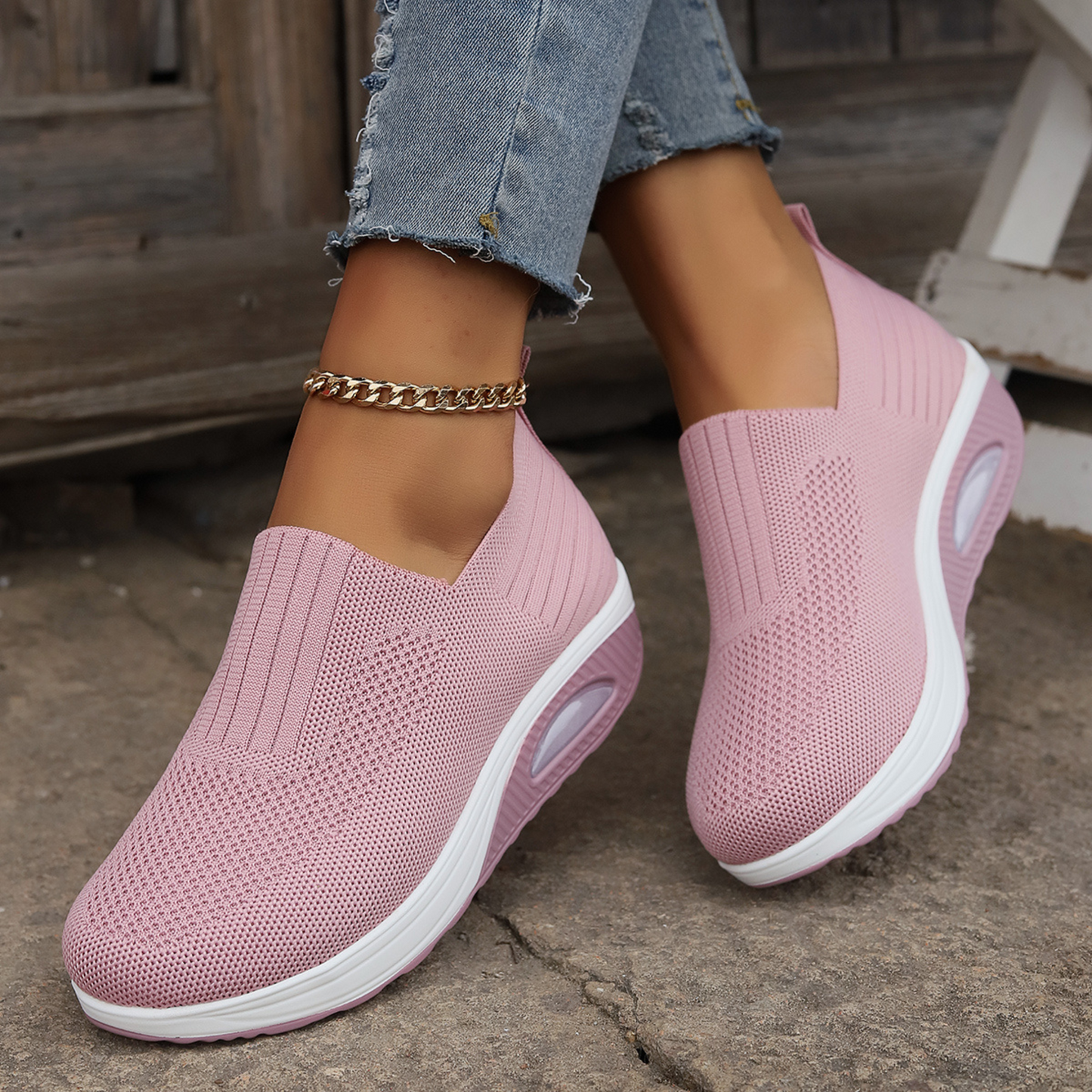 Ella Dames Sneakers | Elastisch Mesh, Verhoogde Sleehak 9