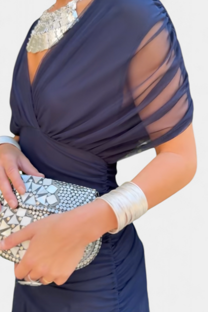 Eryzzia Elegante Jurk | V-hals, Geplooide Taille, Maxi Lengte 11