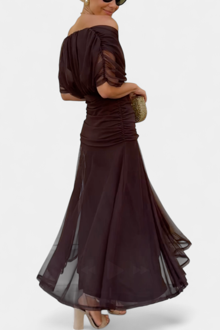 Eryzzia Elegante Jurk | V-hals, Geplooide Taille, Maxi Lengte 2
