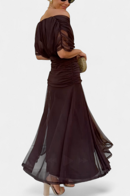 Eryzzia Elegante Jurk | V-hals, Geplooide Taille, Maxi Lengte 2