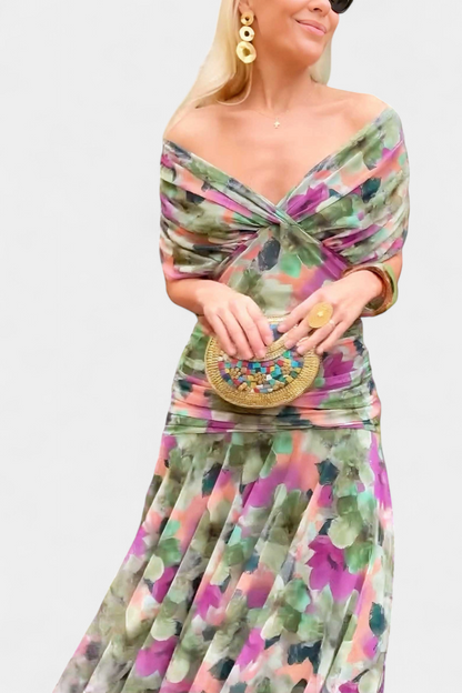 Eryzzia Elegante Jurk | V-hals, Geplooide Taille, Maxi Lengte 5