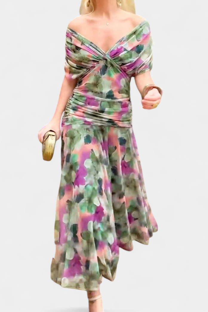 Eryzzia Elegante Jurk | V-hals, Geplooide Taille, Maxi Lengte 7