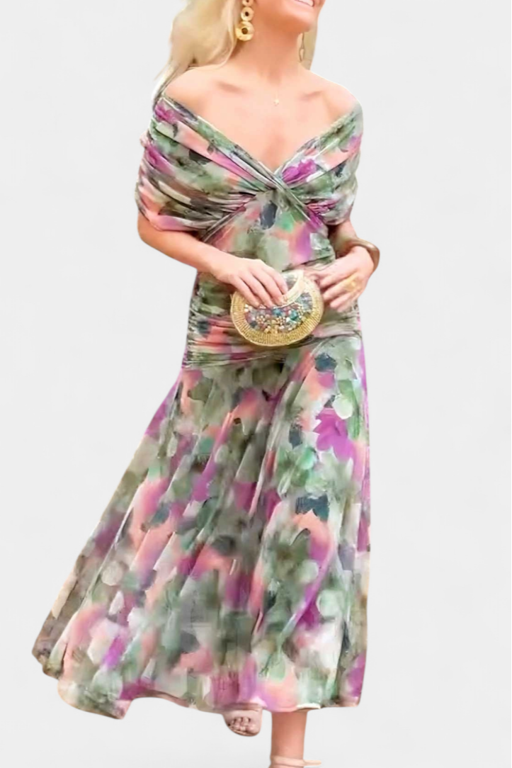 Eryzzia Elegante Jurk | V-hals, Geplooide Taille, Maxi Lengte 8