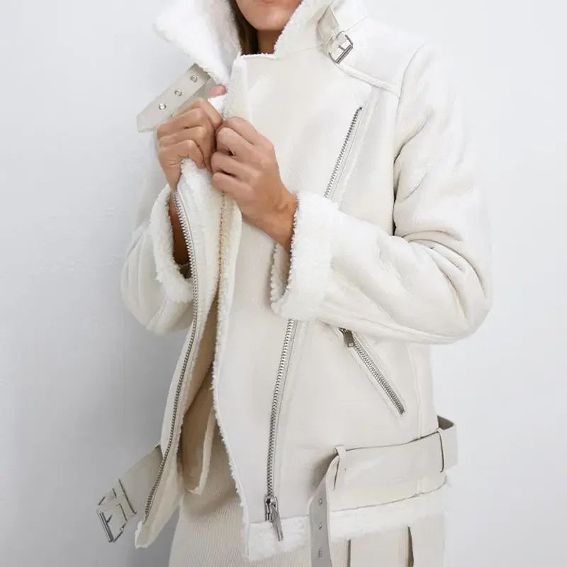 Evelyn Dames Jas Winter | Warme Shearling Voering, Imitatieleer 0
