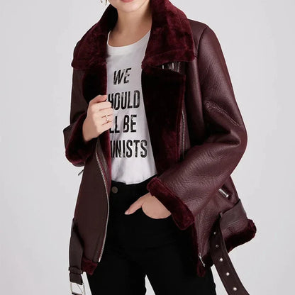 Evelyn Dames Jas Winter | Warme Shearling Voering, Imitatieleer 6