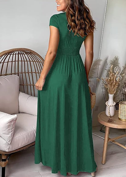 Evelyn Dames Lange Jurk | Geplooide Crêpe, Elegante Maxi-jurk met Hoge Split 6